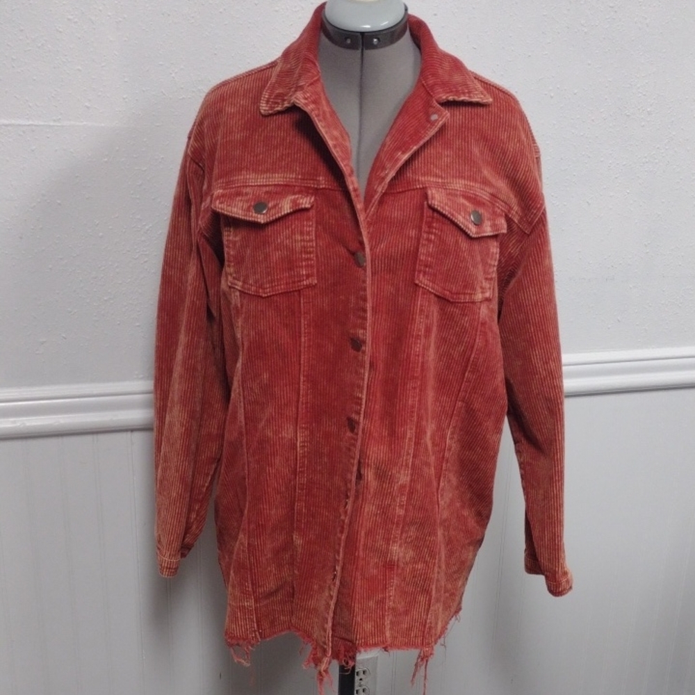POL Women's Corduroy Utility Jacket - Burnt Orange